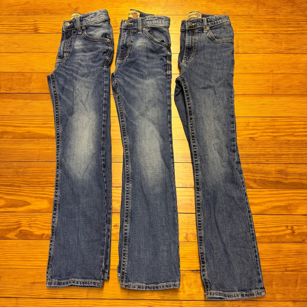 Wrangler 20X Limited Edition Boys Jeans 14 Slim Medium Wash Denim Lot of 3